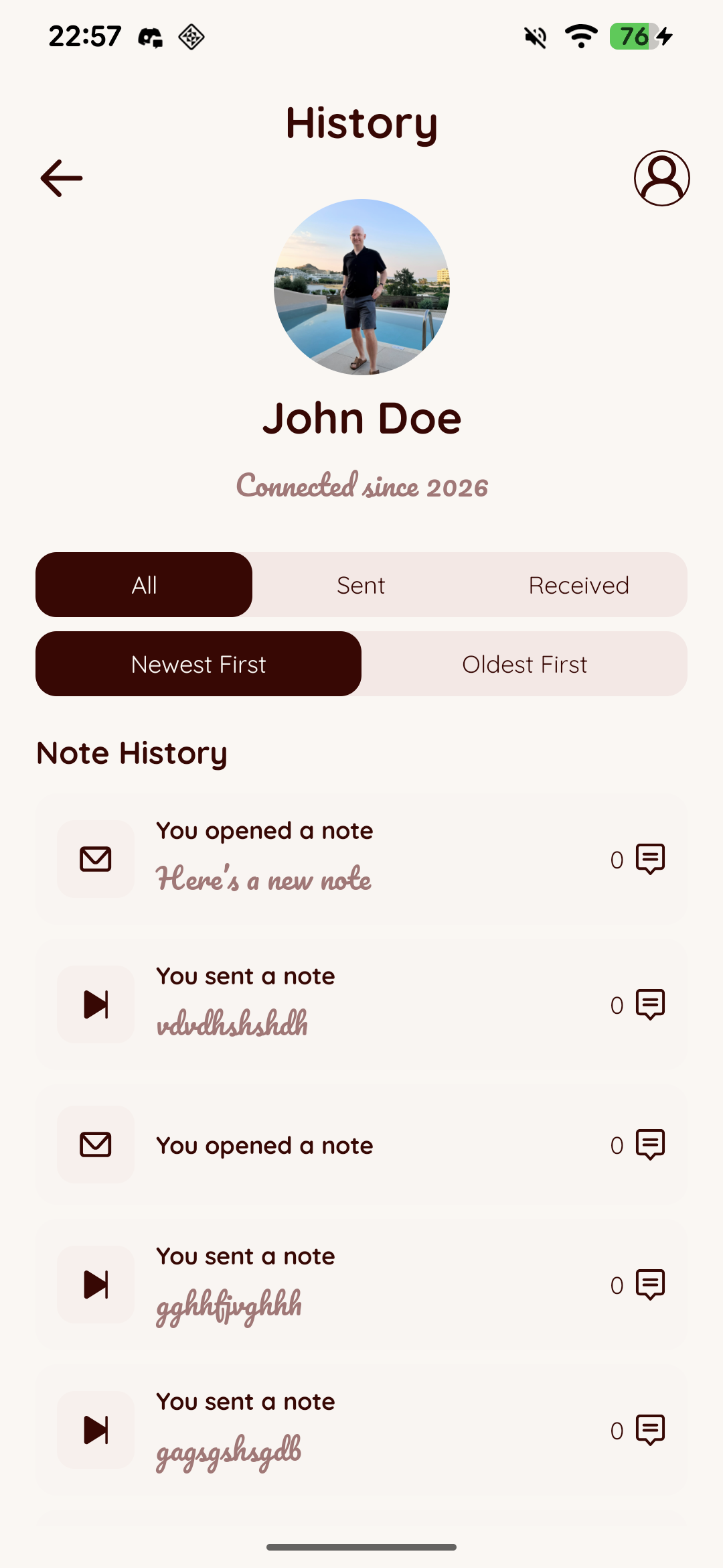 Revisit notes in your History